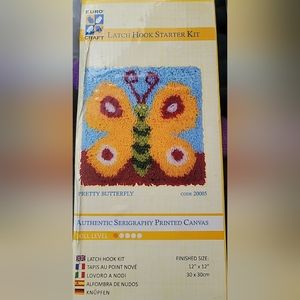 NEW- Euro Craft Latch Hook Starter Kit Pretty Butterfly 12x12
